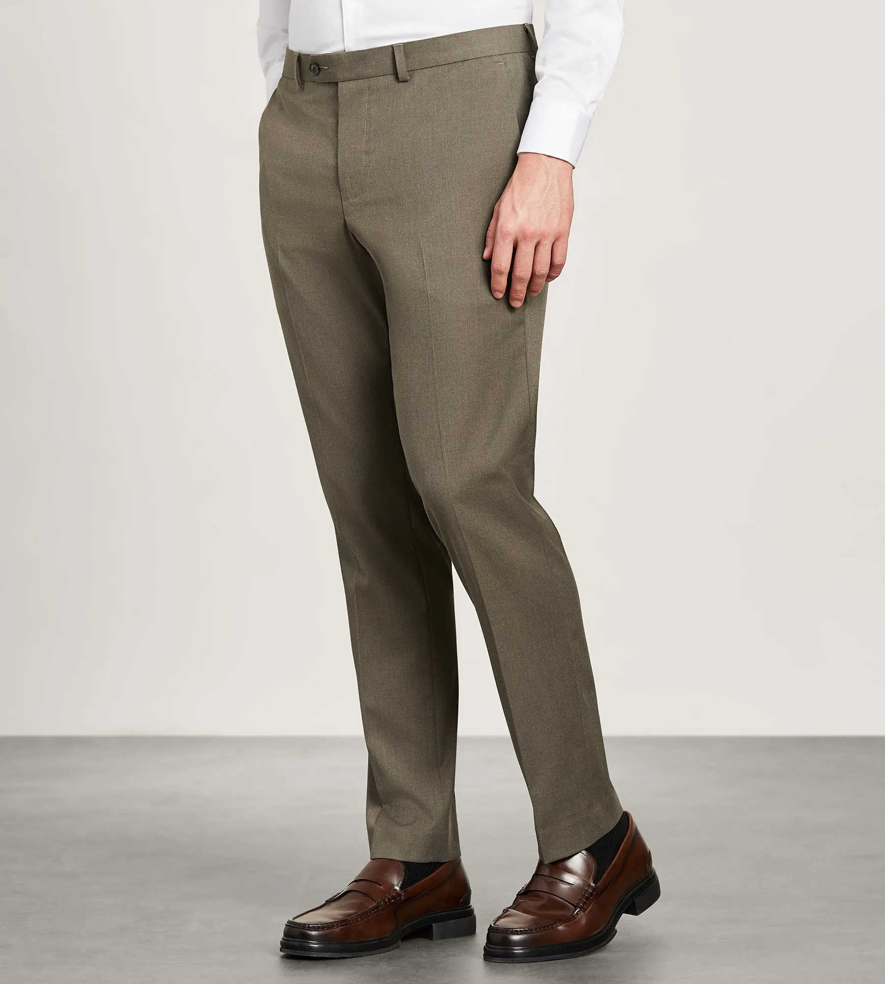 Anti Static Finish Modern Fit Brown Solid Suit Pants