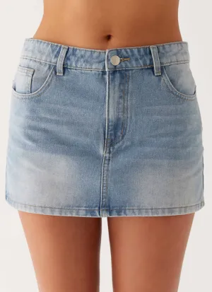 Maysa Low Rise Mini Skirt - Blue Easy-to-style casual dress Sunny Lace
