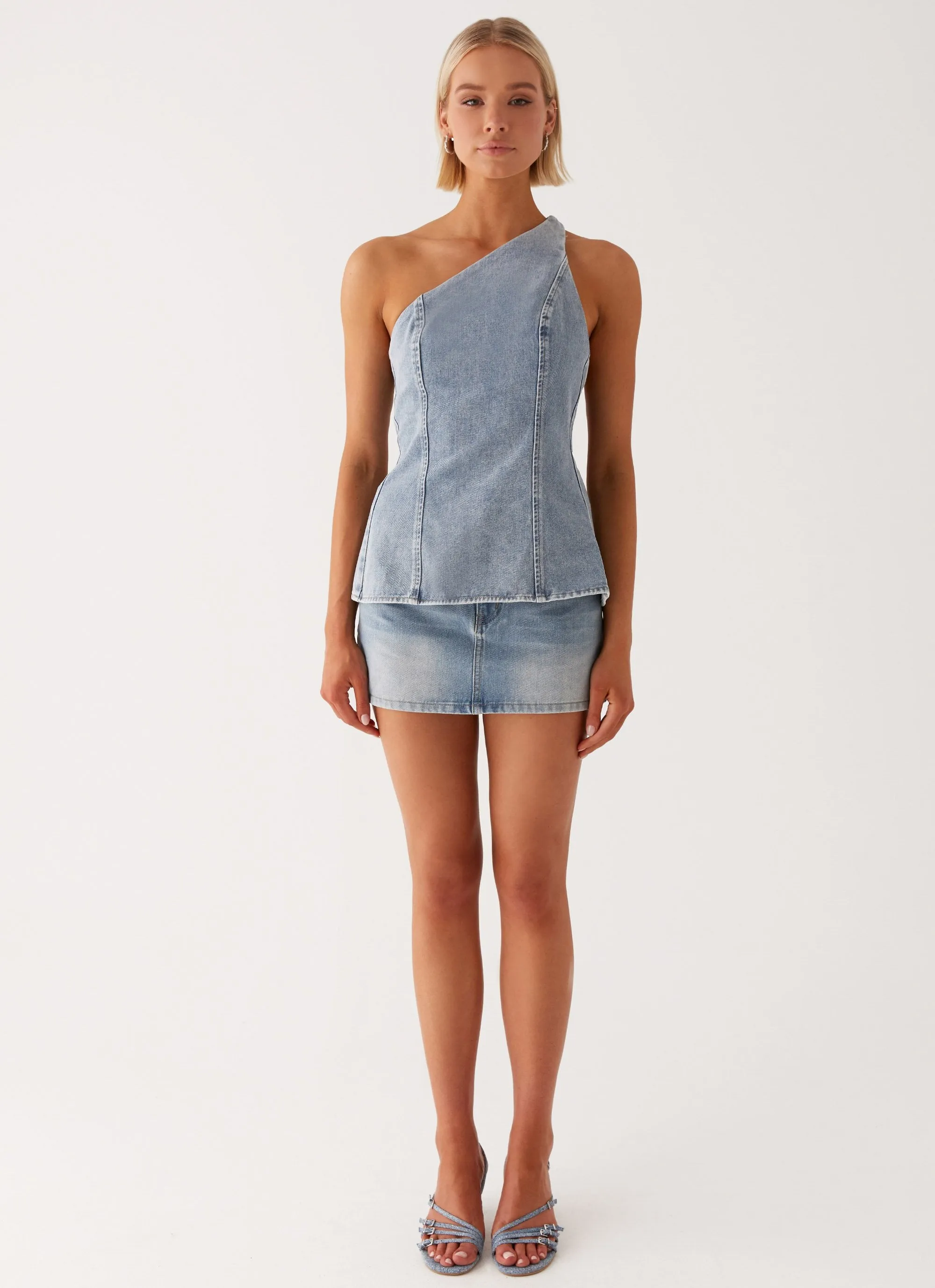 Maysa Low Rise Mini Skirt - Blue Lace-Trim City Layers