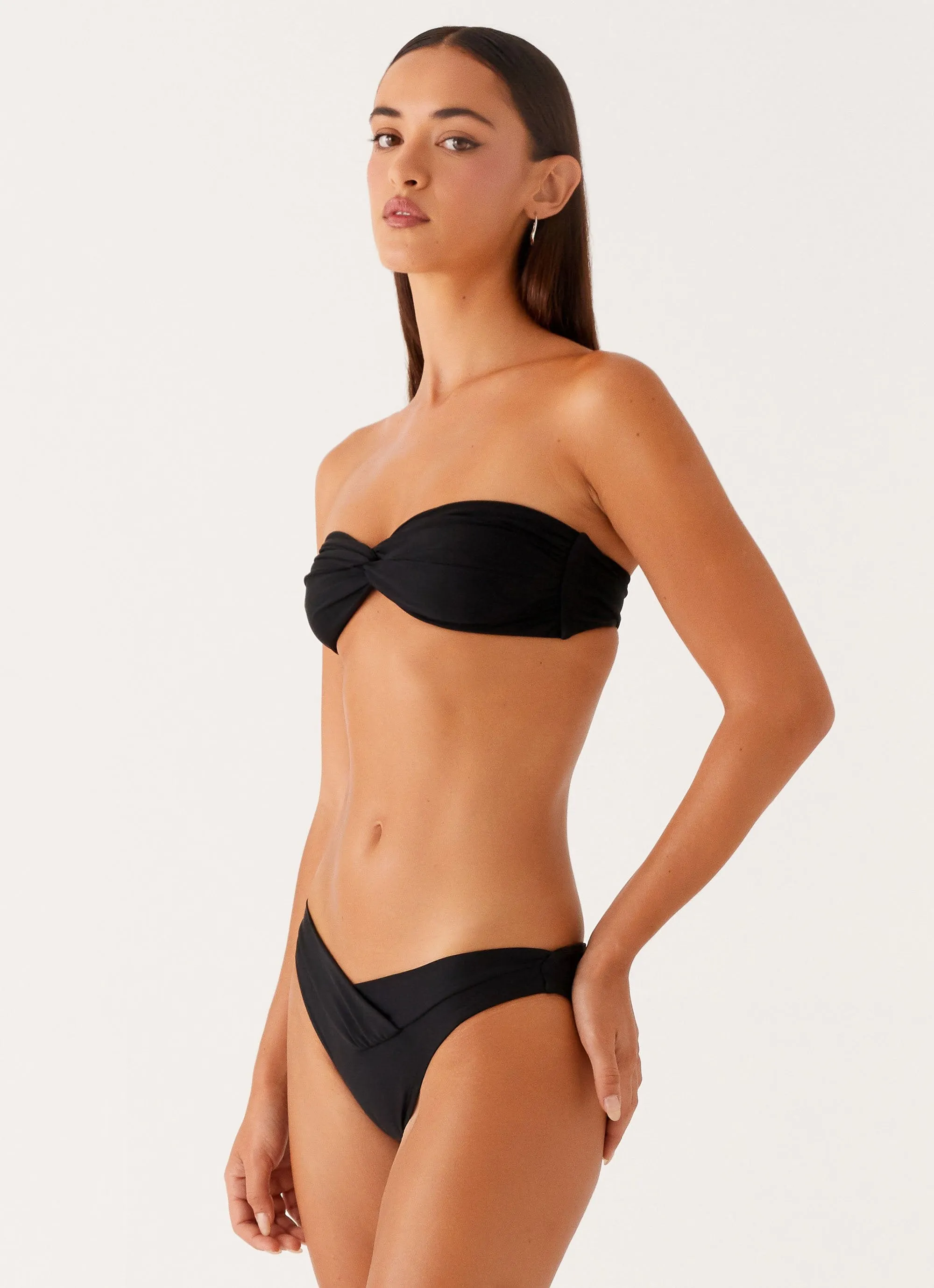 Delta Bikini Bottoms - Black Multi Strap Back Design Sporty-Chic