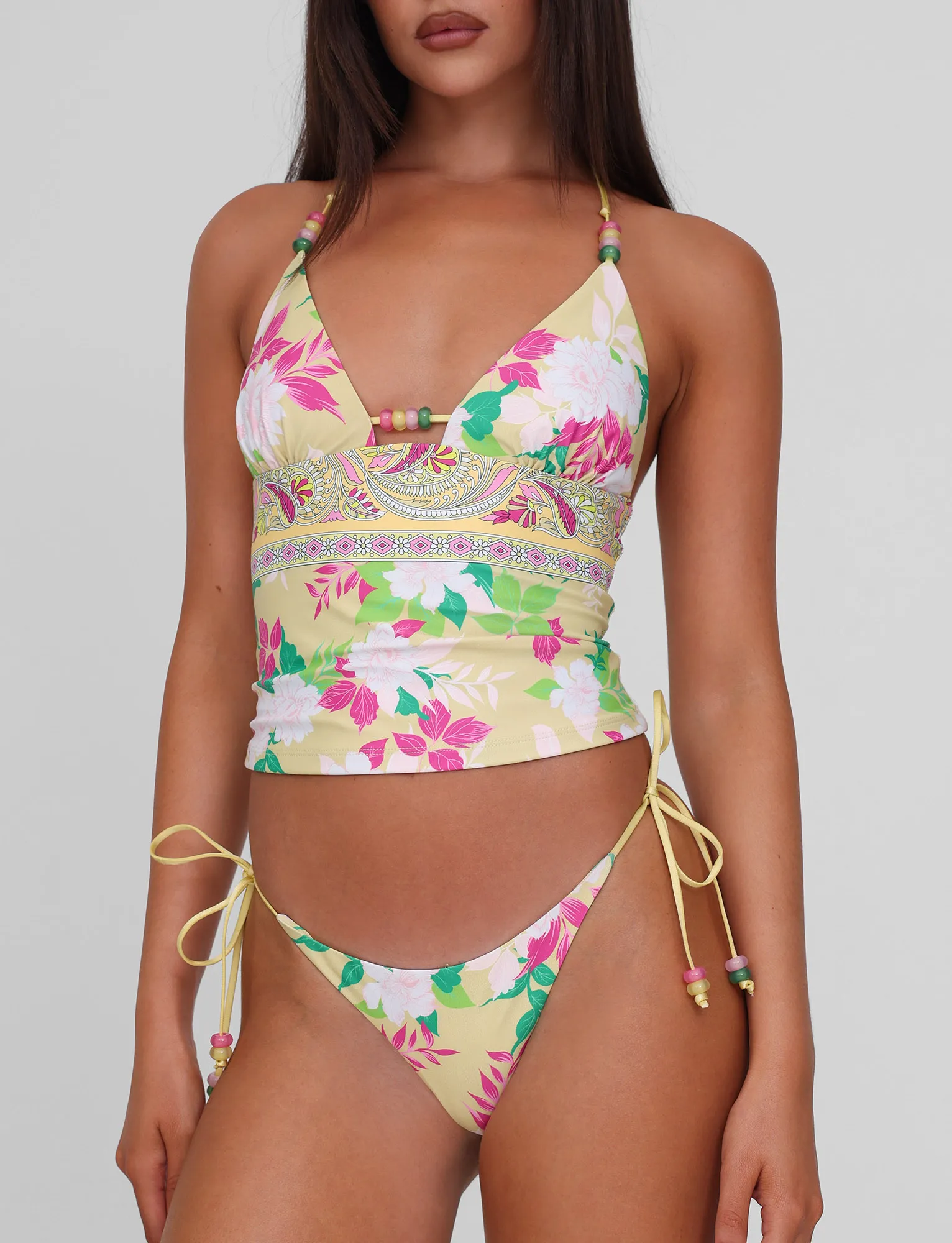 FINLEA BIKINI BOTTOM - PAISLEY BORDER Stain Resistant Surface High Elasticity Seamless