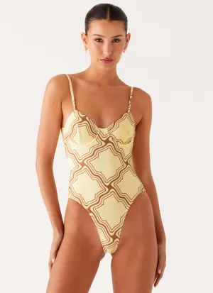 You Got Me One Piece Swimsuit - Tidal Print Fair trade