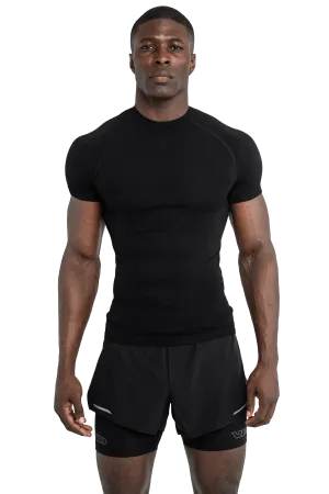 Rubberized Grips T-SHIRT SEAMLESS - Black Recycled Polyester Blend
