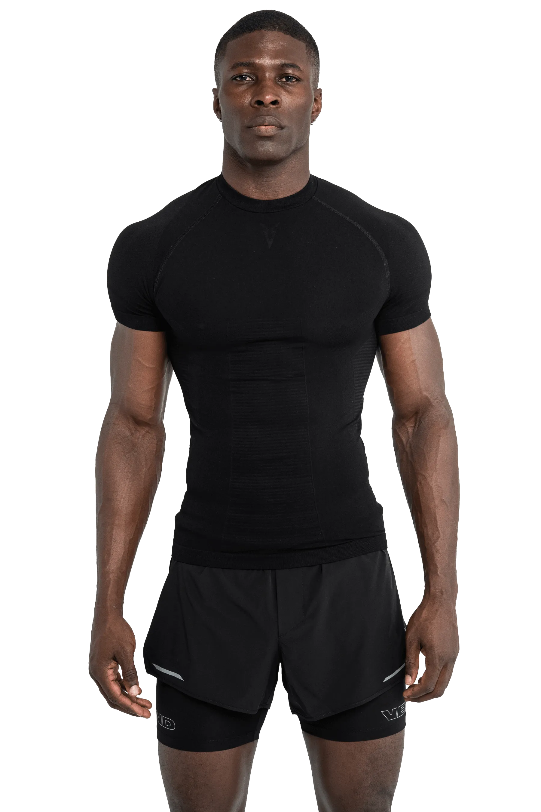 Rubberized Grips T-SHIRT SEAMLESS - Black Recycled Polyester Blend