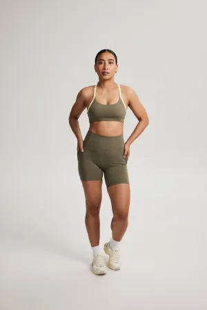 Twist Bra in Avocado Non-Slip Grip Raw edges
