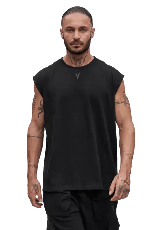 Yarn Dye Coloration SLEEVELESS T-SHIRT - Black Fresh Vibes