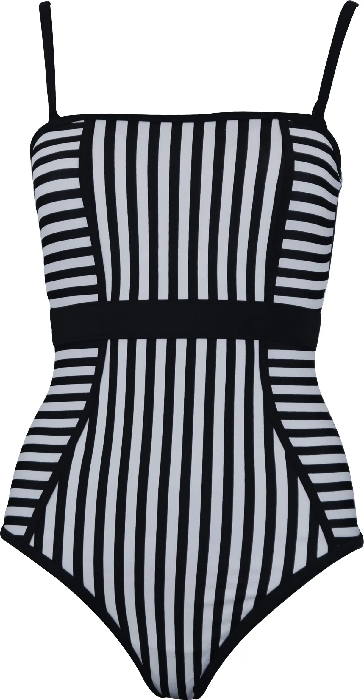 Solid colors Avon Monochrome Stripe Womens Swimsuit - Black