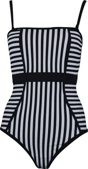 Solid colors Avon Monochrome Stripe Womens Swimsuit - Black