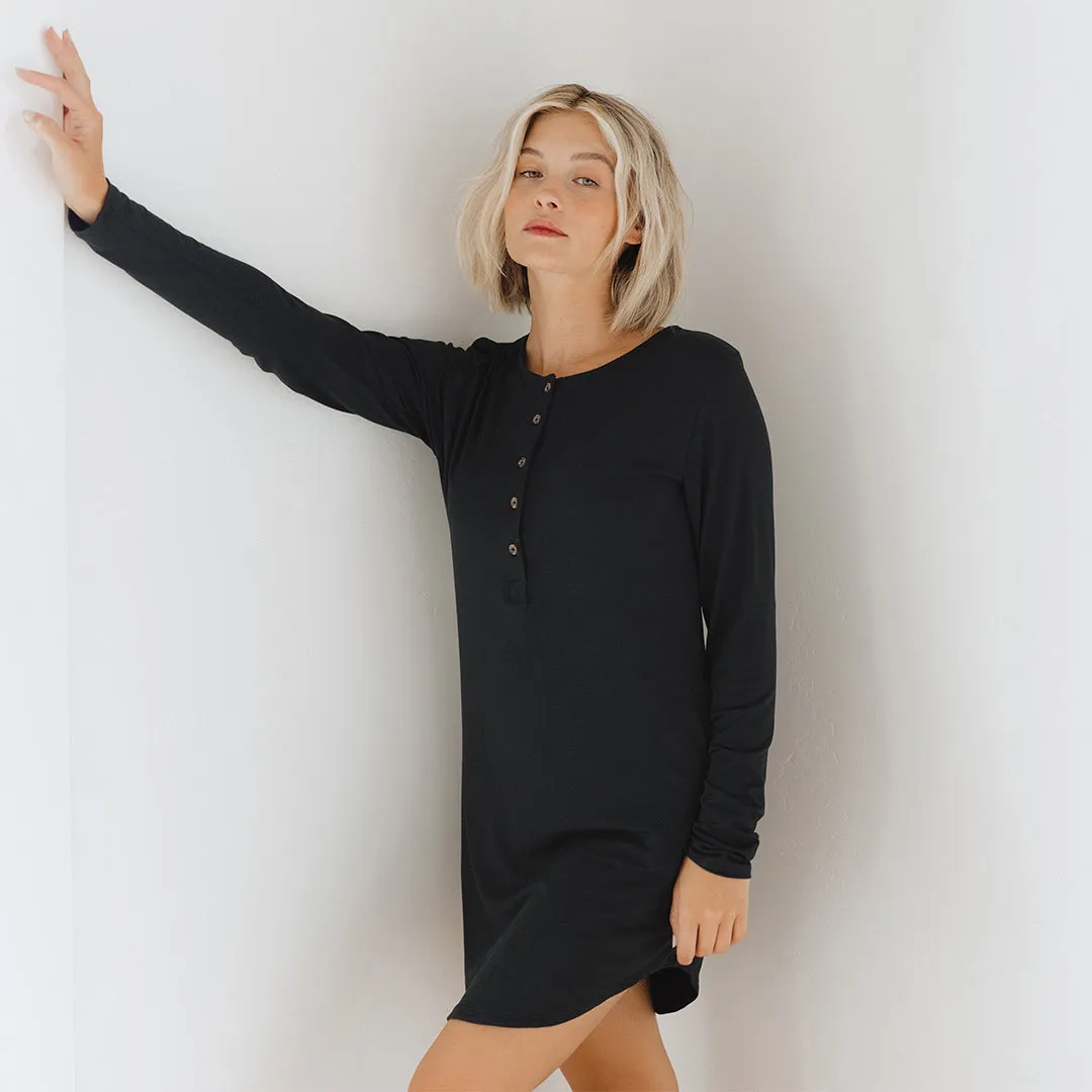 Jewel tone Serenity PJ Dress, Black