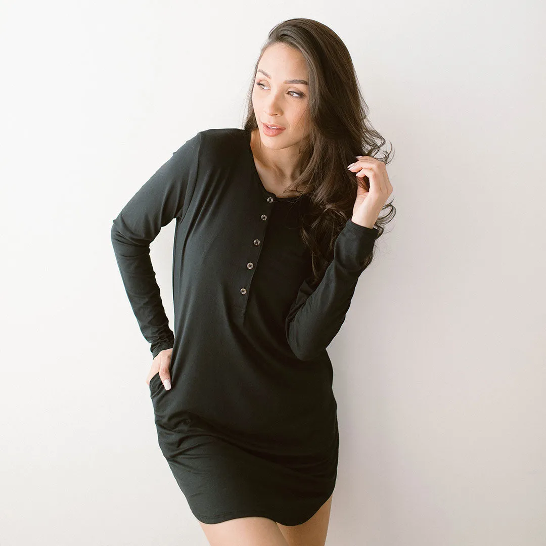 Serenity PJ Dress, Black WrinkleResistant Planet Glow
