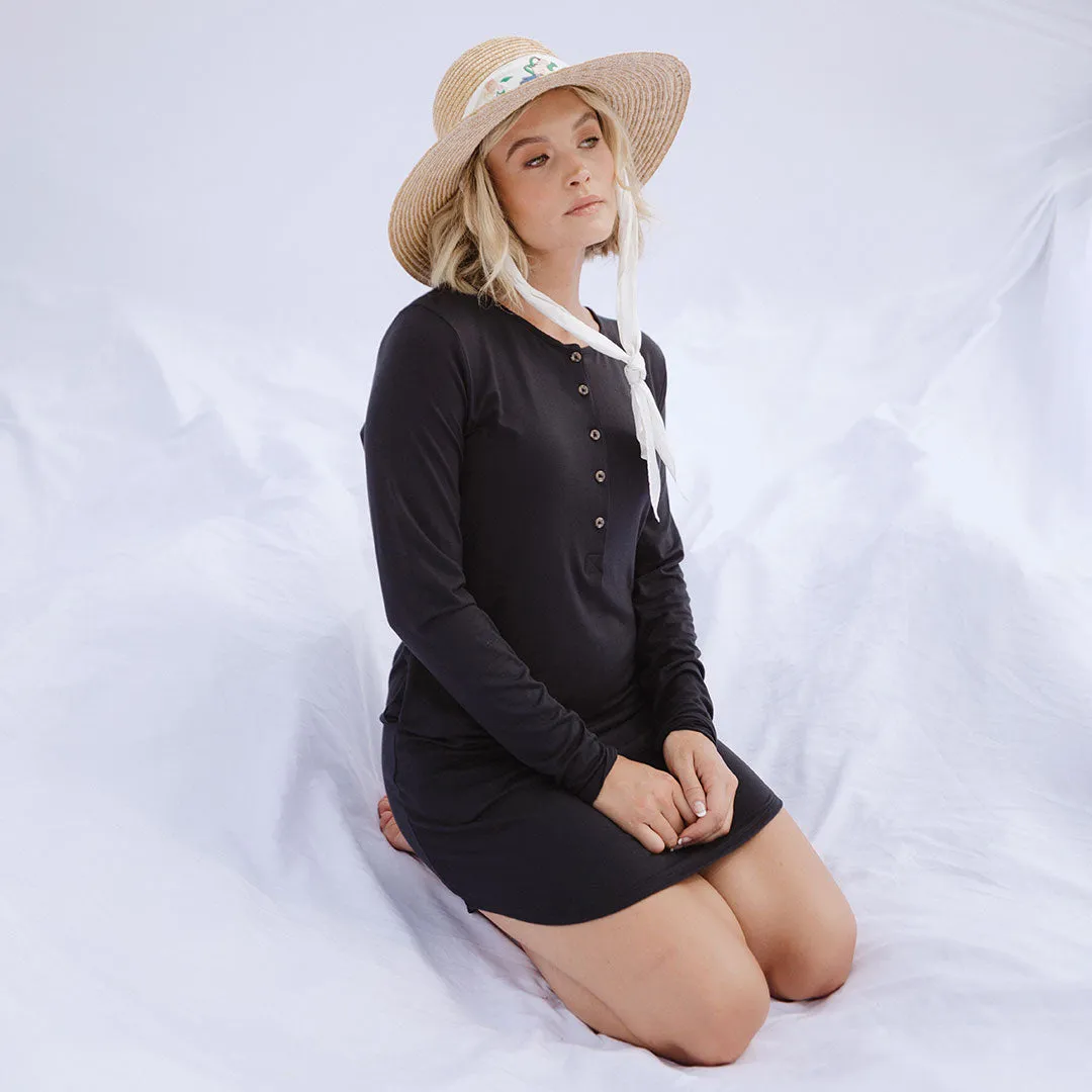 Serenity PJ Dress, Black Flexible Waistline