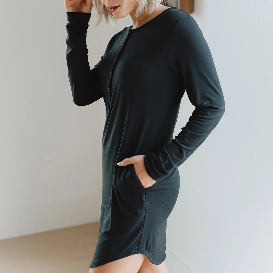 Serenity PJ Dress, Black AdjustableStraps