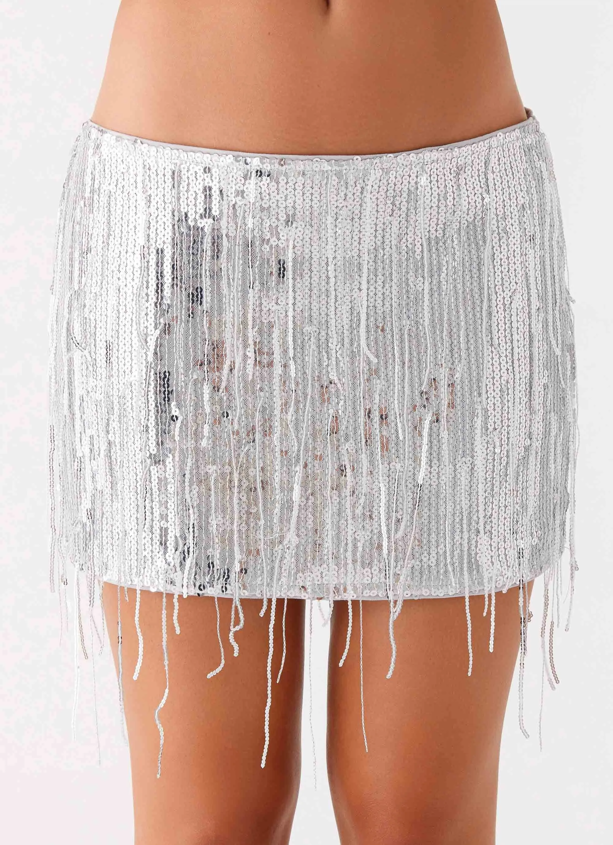 Art Event The Motto Sequin Mini Skirt - Silver