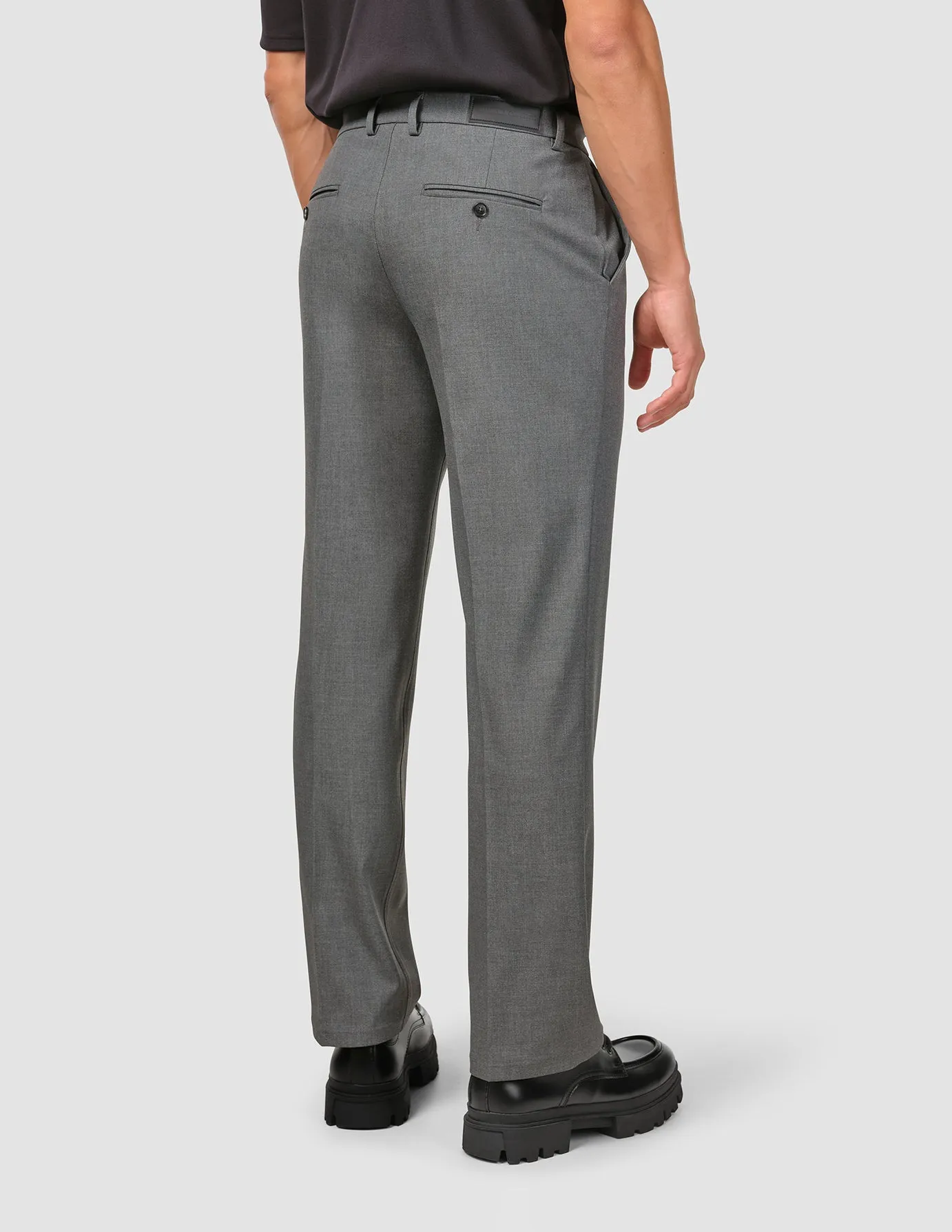 Anti Pilling Textile Essential Suit Pants Relaxed Fit Dark Grey Melange