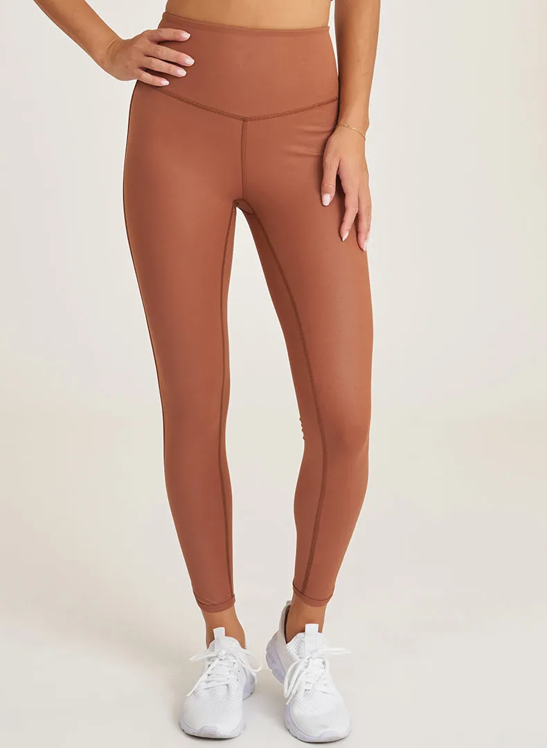 Easy Stretch Compression Support Beginner Level Sheen Dolphin Hem 7/8 Legging - FINAL SALE