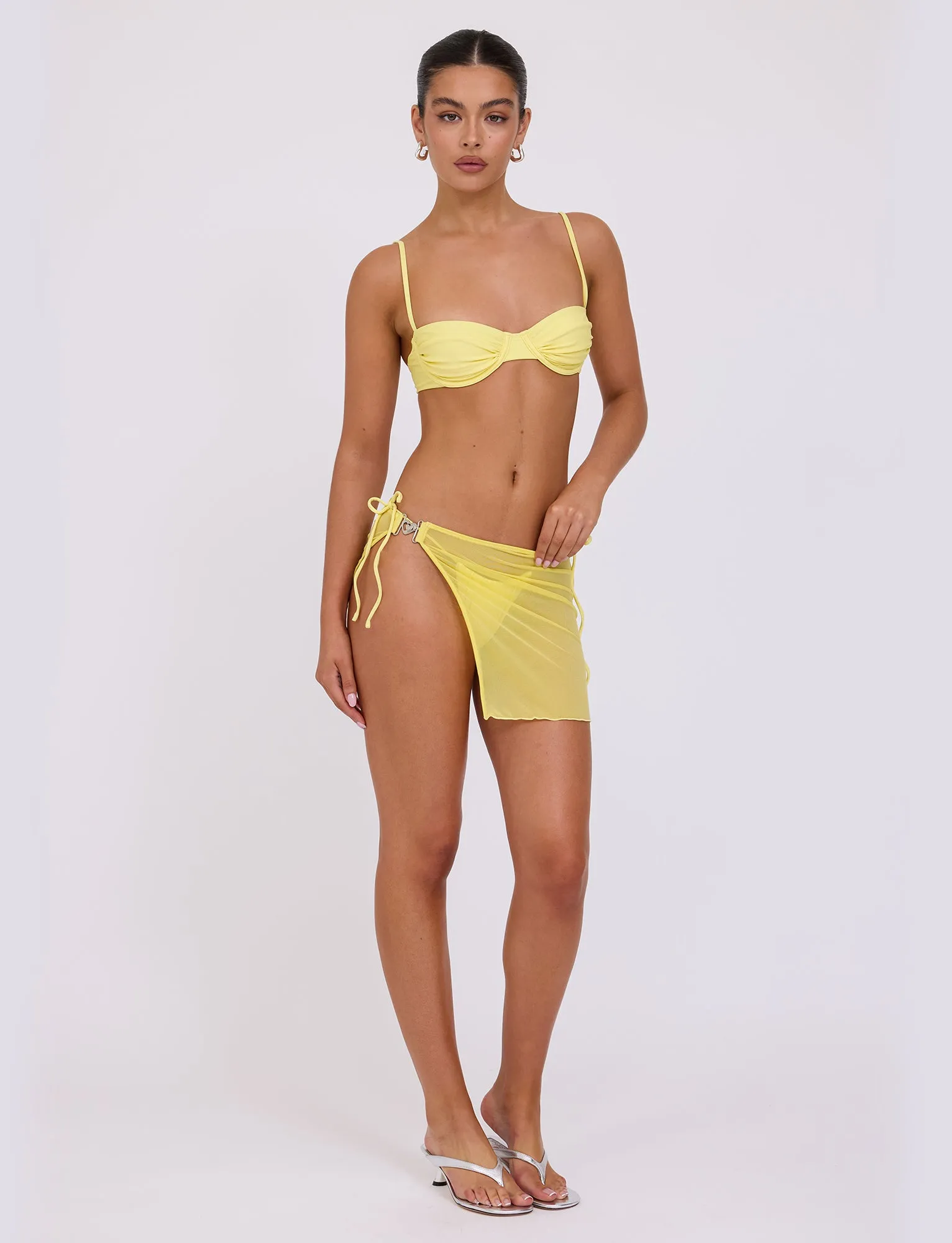 Easy Breezy CYNTHIA MINI MESH SKIRT - YELLOW : PALE YELLOW