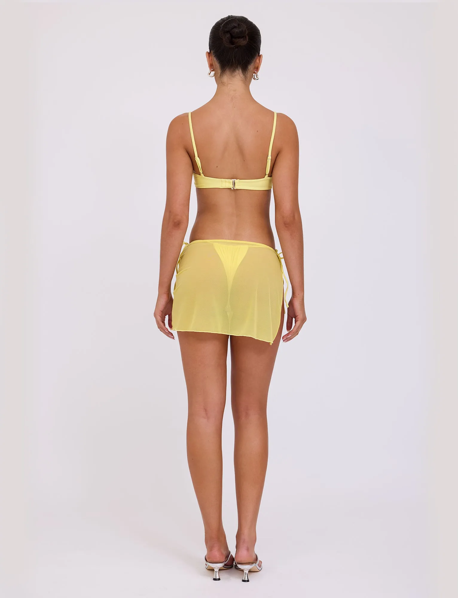 Two Tone Coloration CYNTHIA MINI MESH SKIRT - YELLOW : PALE YELLOW
