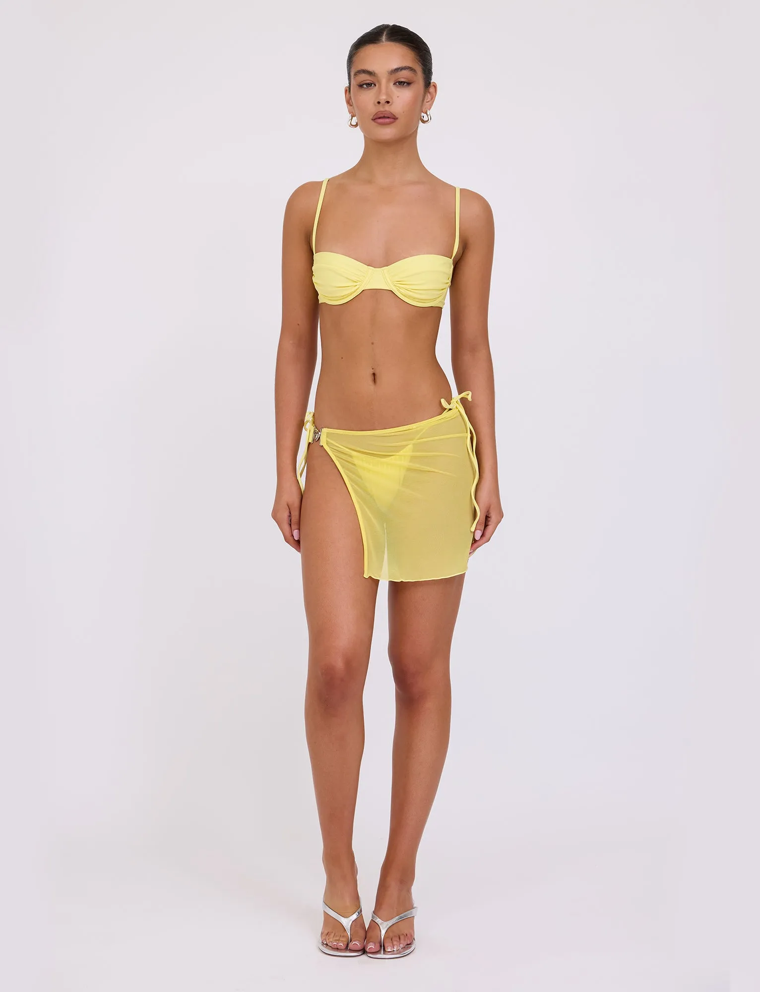 CYNTHIA MINI MESH SKIRT - YELLOW : PALE YELLOW Sand Resistant Lining Lively Colors