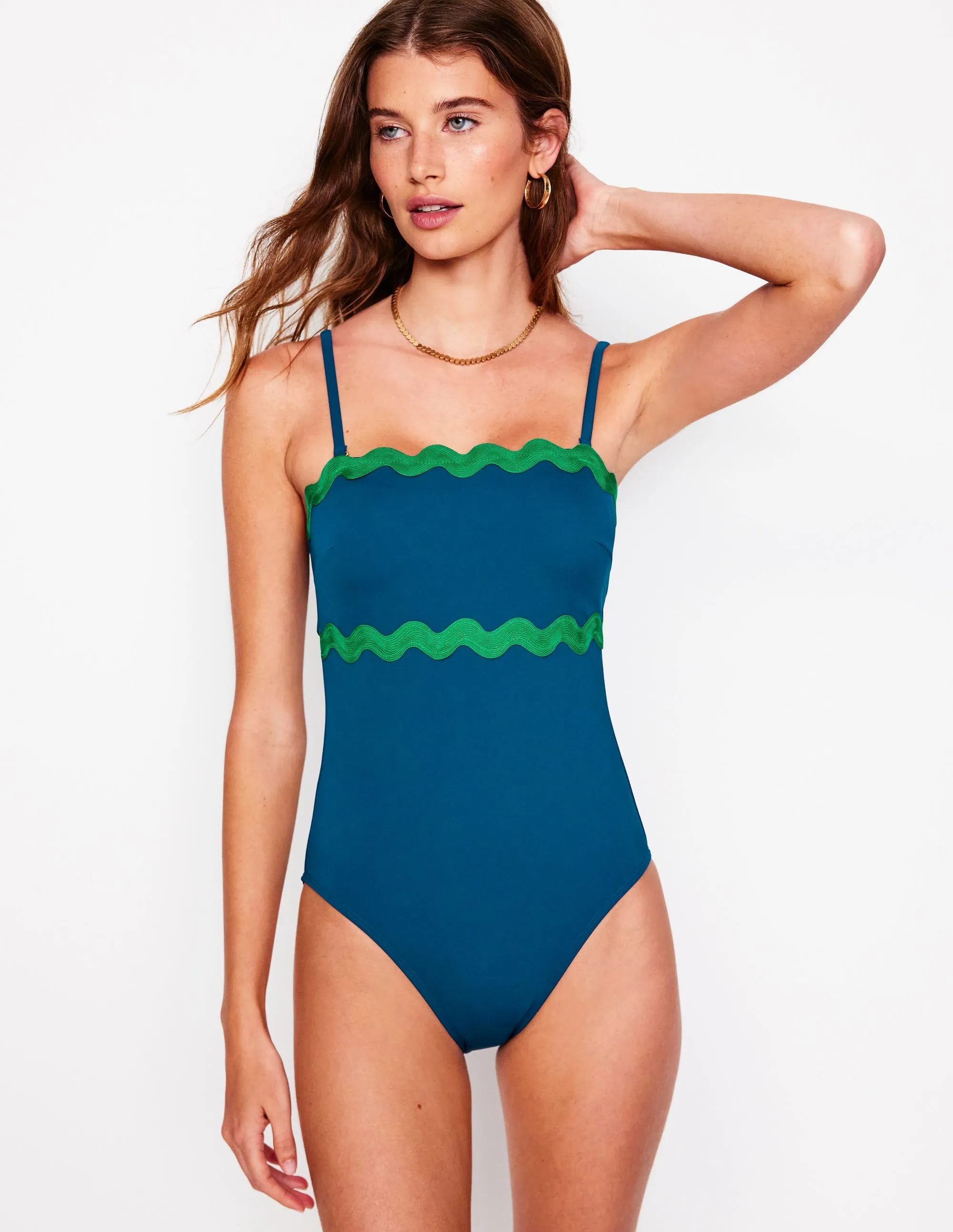 Adjustable-Straps Two Tone Coloration Giant Rik Rak Swimsuit-Oceanside