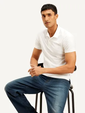 Men's Solid Slim Fit Polo T-shirt Smart Office Soft Collar Construction
