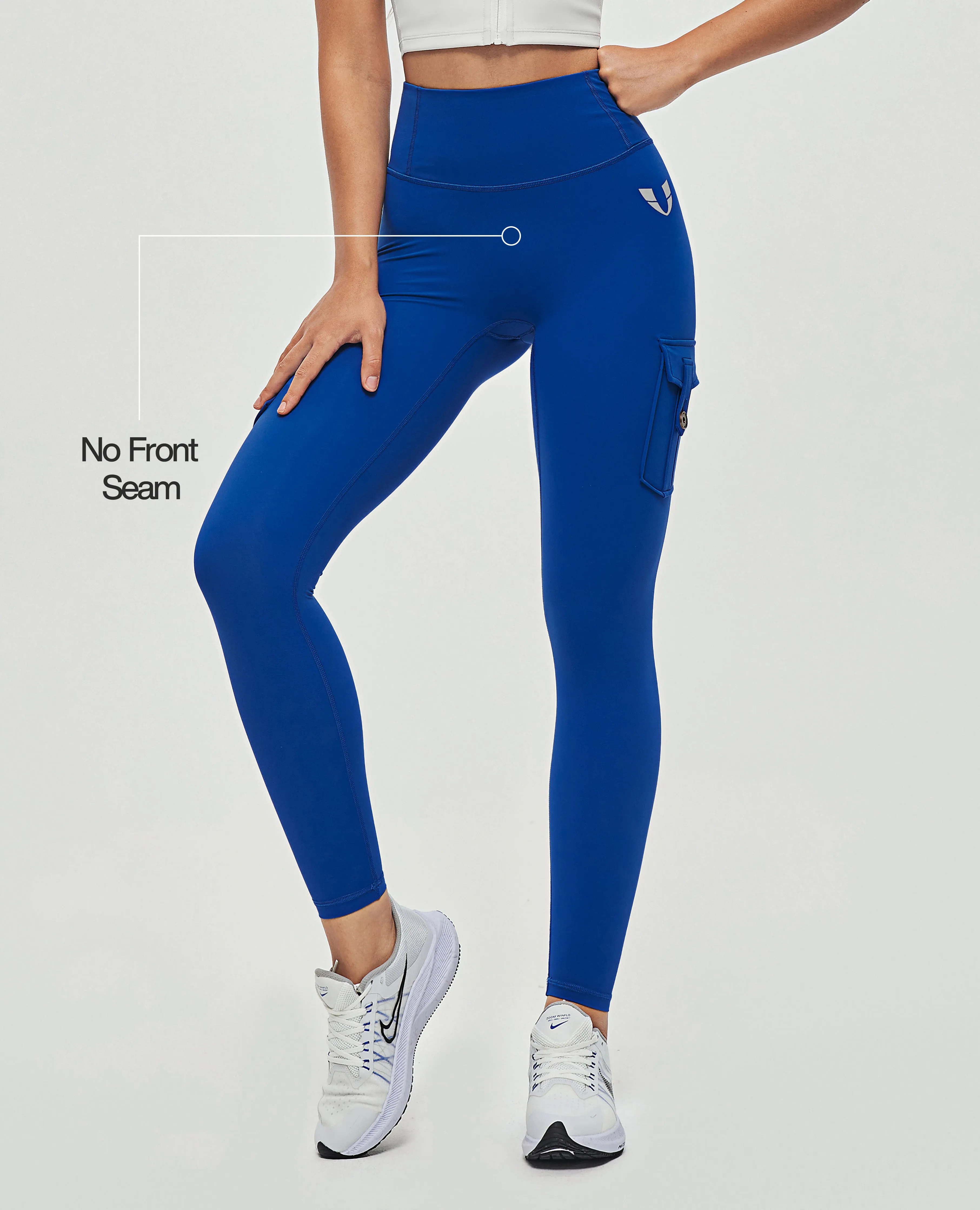 Training Day Travel Outfit Beginner Level Body Sculpt High Waisted Cargo Leggings - Blue