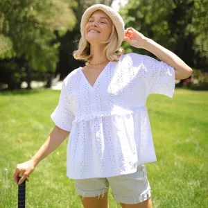 Baby Doll Blouse, White AntiBacterialTextile temperature regulation