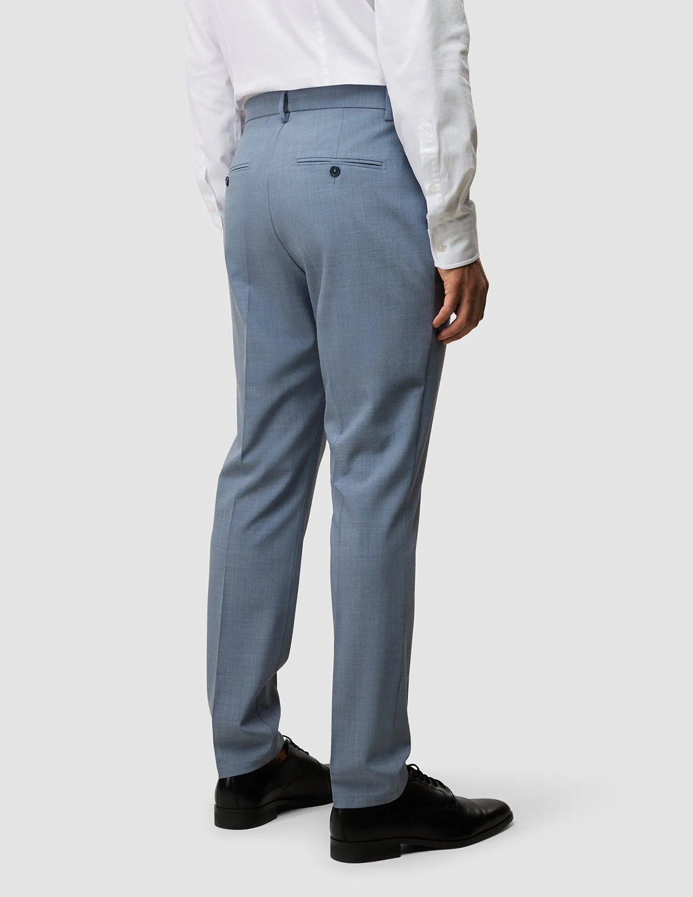 Anti Odor Treatment Tech Wool Suit Pants Slim Light Blue