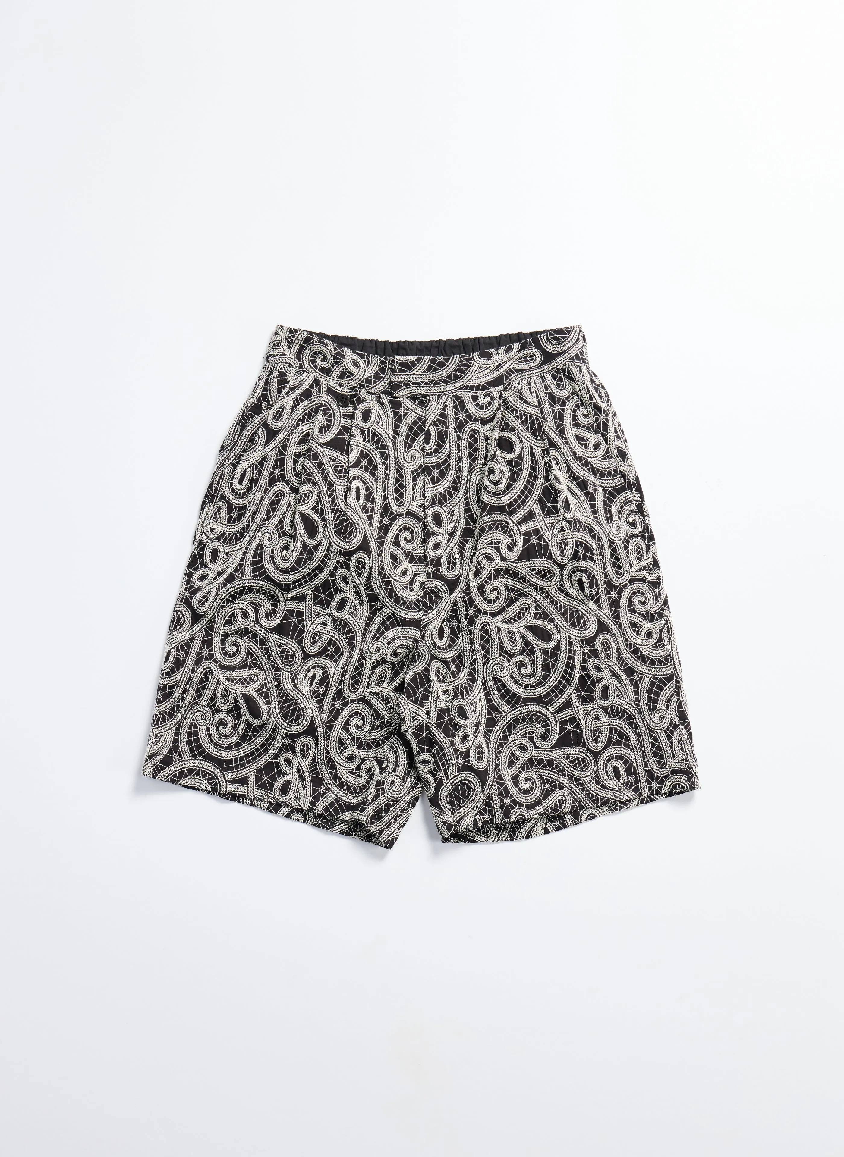 Nature Glow EcoFriendlyTextiles Cotton Embroidery Paisley Double Pleats Shorts