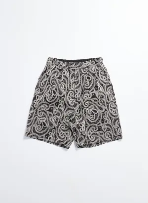 Nature Glow EcoFriendlyTextiles Cotton Embroidery Paisley Double Pleats Shorts