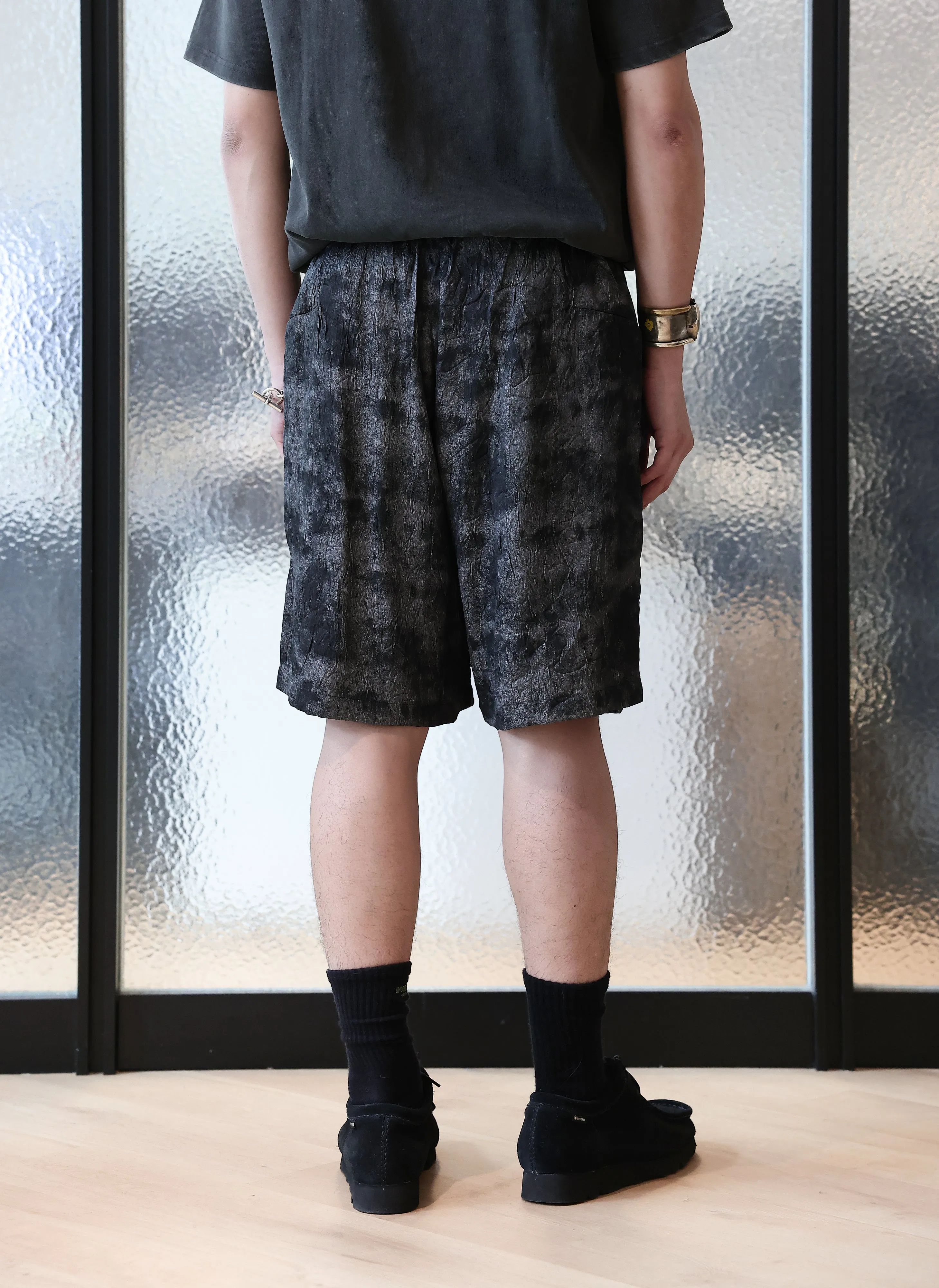 Flexible Waistline Jacquard Crinkle Shorts