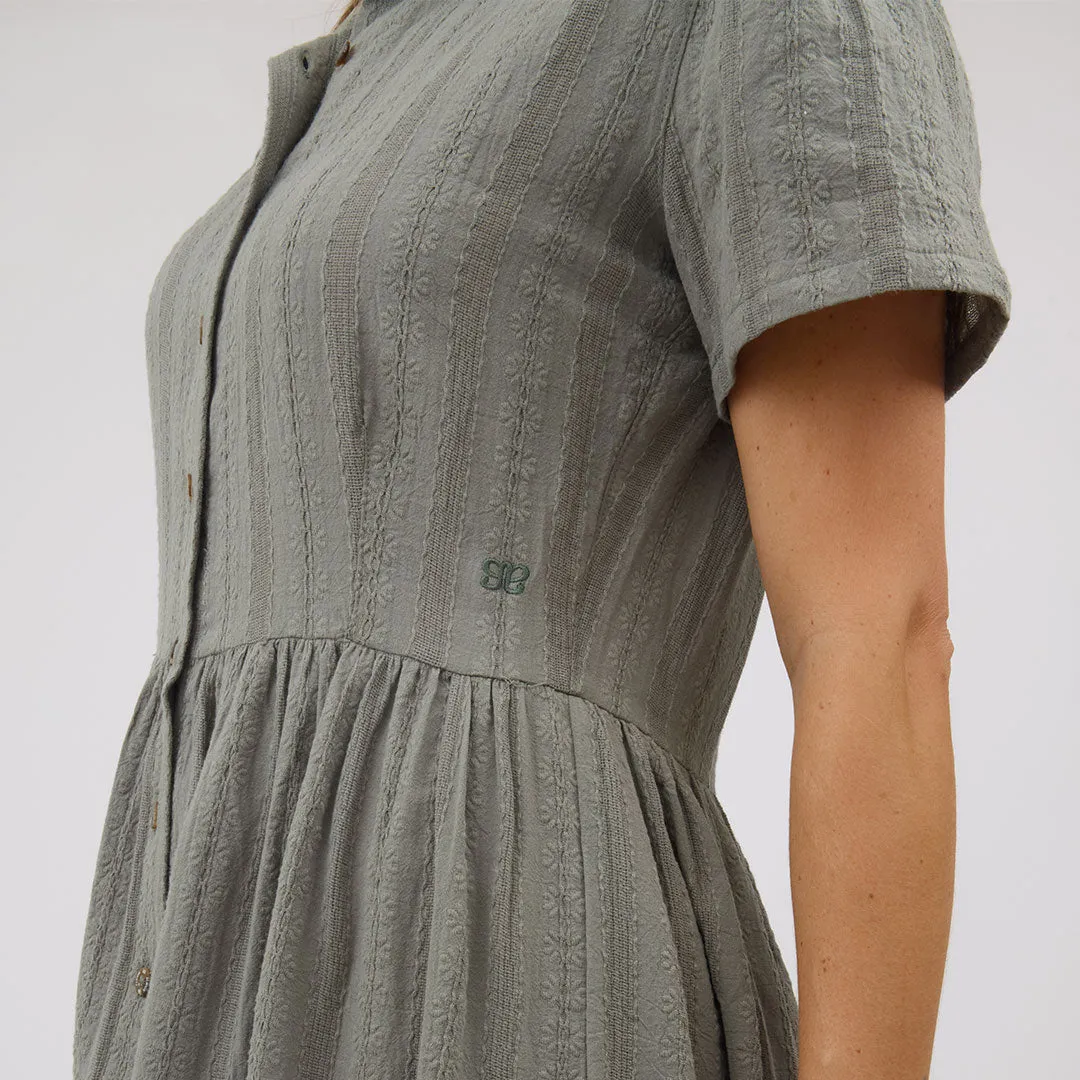 DoubleLayered Fabric Arroyo Dress, Sage