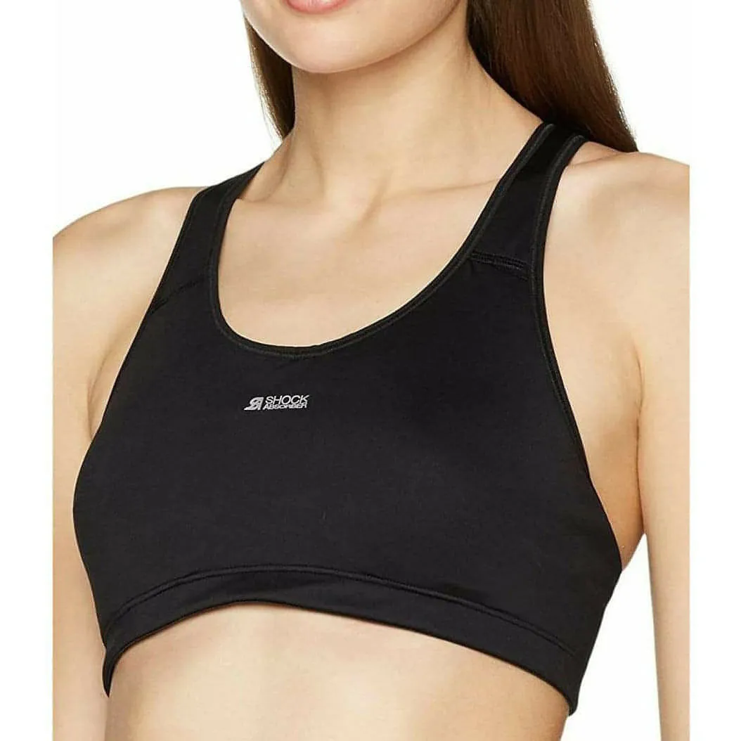 Shock Absorber Active Crop Top Womens Sports Bra - Black Non-Slip Closure
