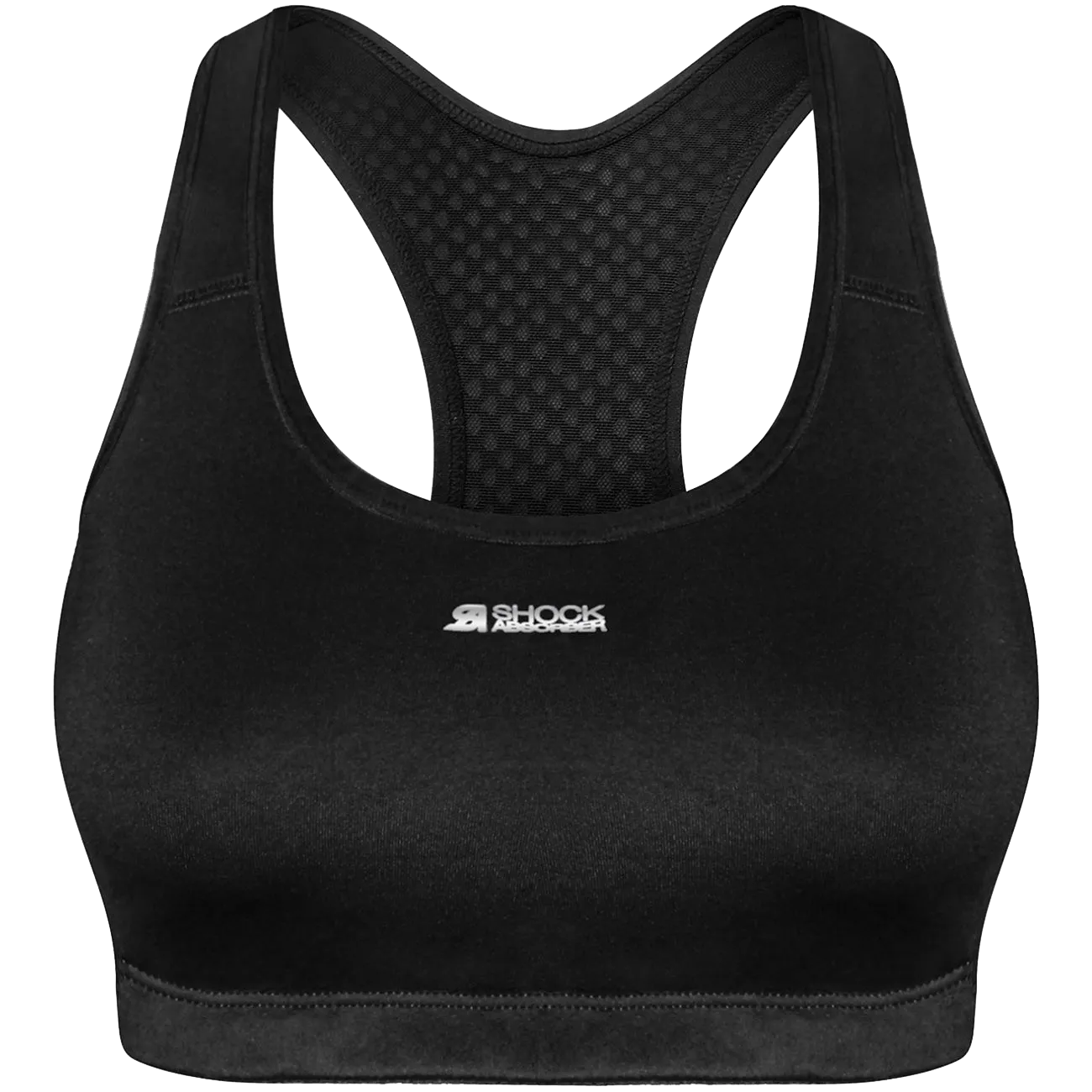 Shock Absorber Active Crop Top Womens Sports Bra - Black Mesh Fabric