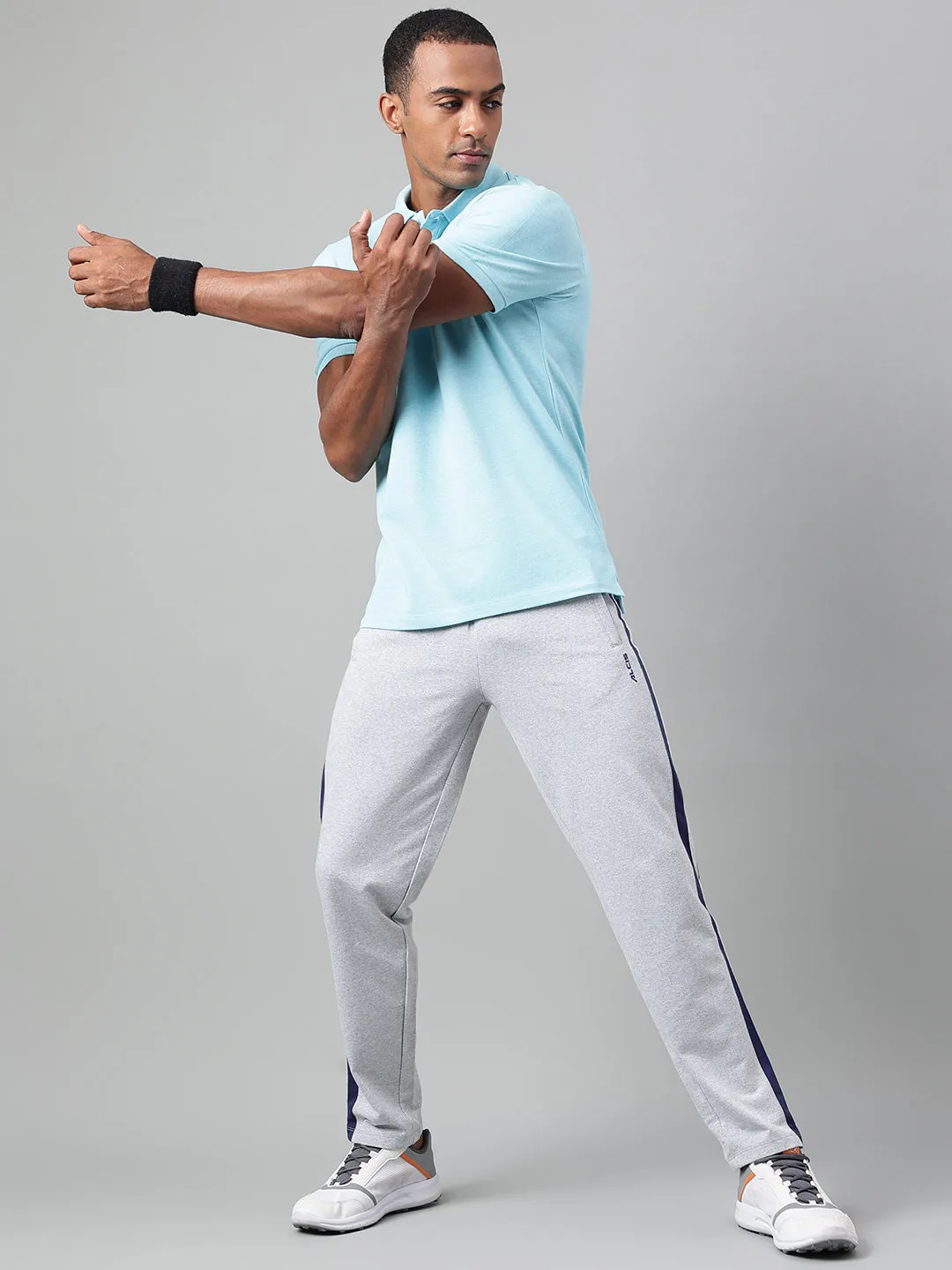 Moisture control Thermoregulating Lining Alcis Men's Sky Blue Melange Soft-Touch Regular-Fit Athleisure Polo T-Shirt