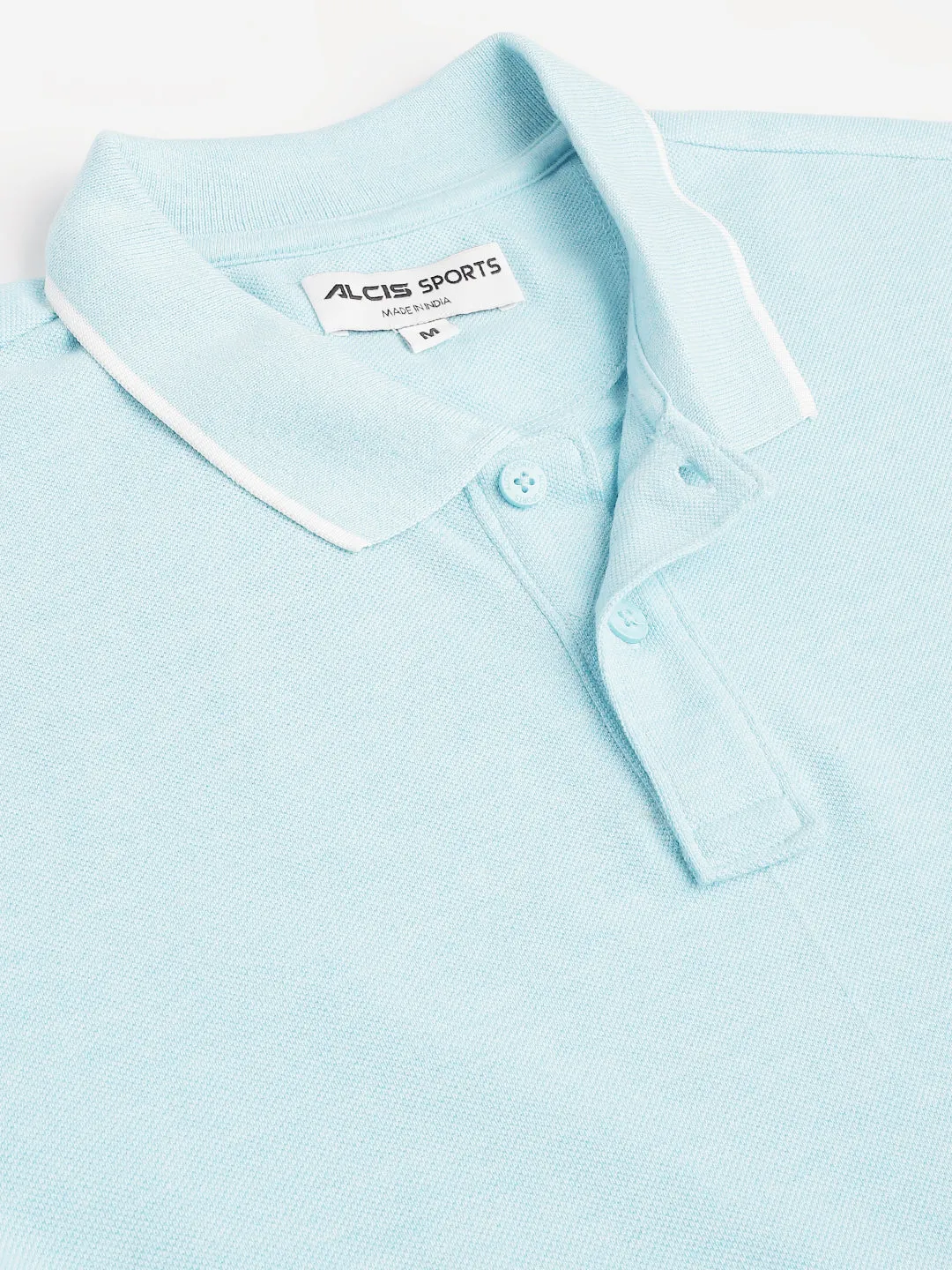 Alcis Men's Sky Blue Melange Soft-Touch Regular-Fit Athleisure Polo T-Shirt Stylish Neckline Moisture Wicking Fabric