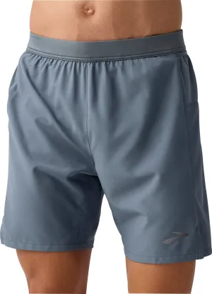 Brooks 7 Inch Journey 2 In 1 Mens Running Shorts - Grey Basic Stretch Playful Look