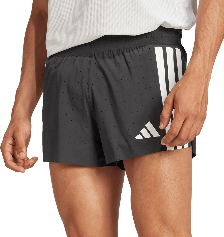 adidas Adizero 3 Inch Split Mens Running Shorts - Black Snag Free Material Temperature Regulating Material