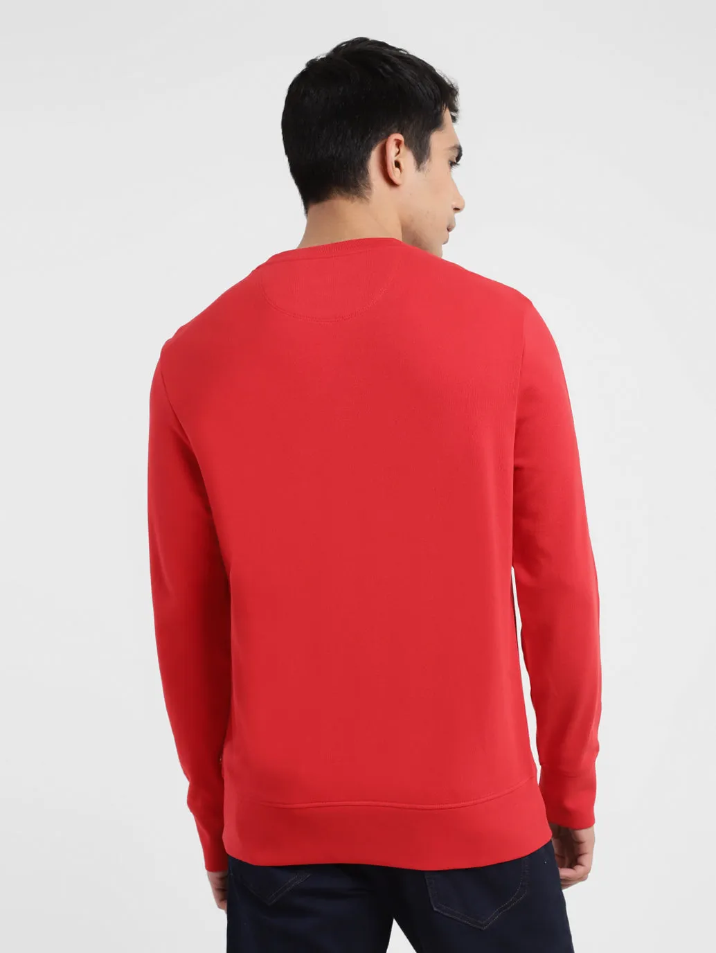 Flexible Hood Structure Men's Brand Logo Crew Neck Sweatshirt