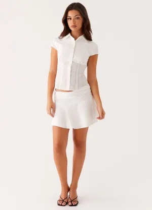 Devoted Mini Skirt - White Cool Finish Chic Style Wear