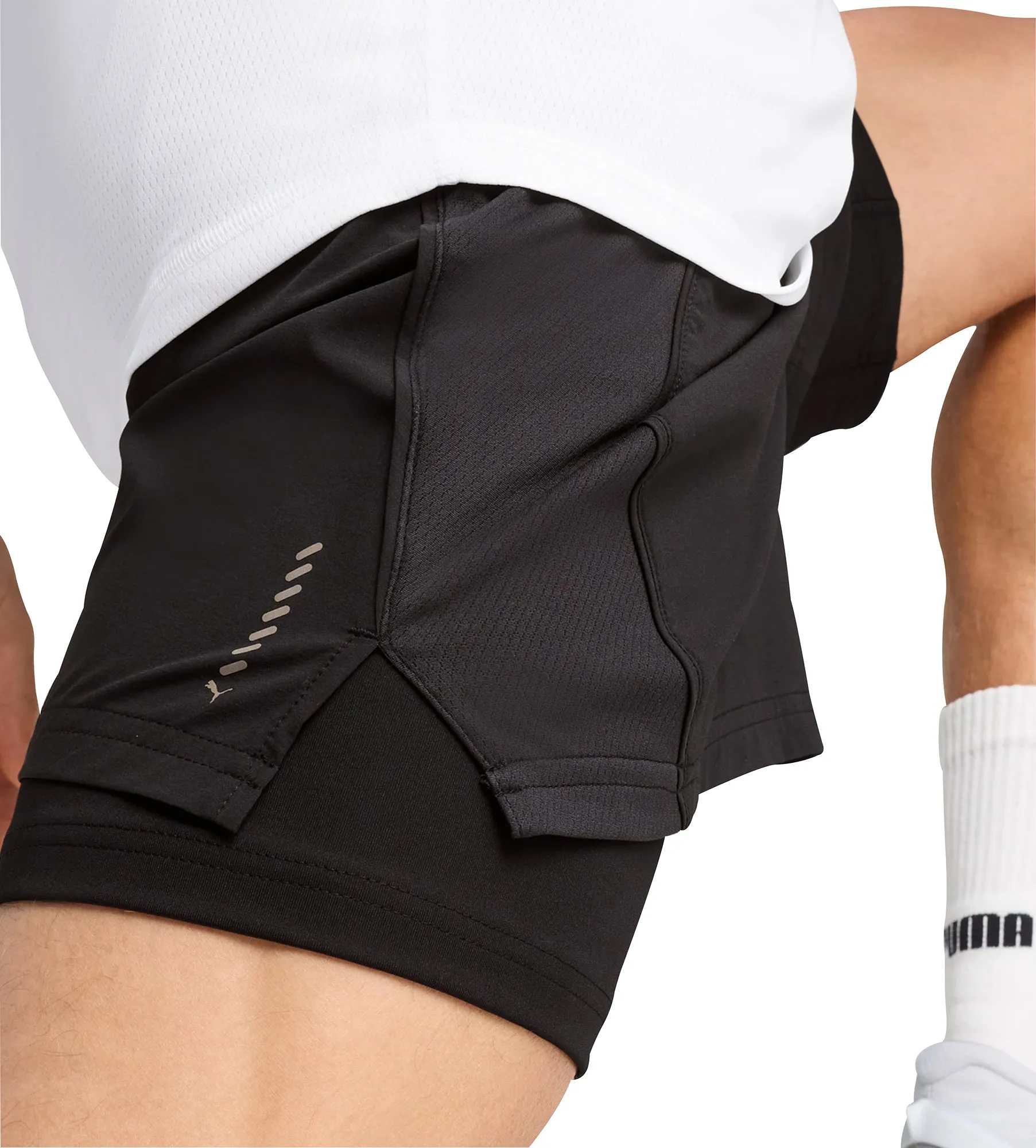Active Fit Contoured Articulation Puma Velocity 2 In 1 Mens Running Shorts - Black