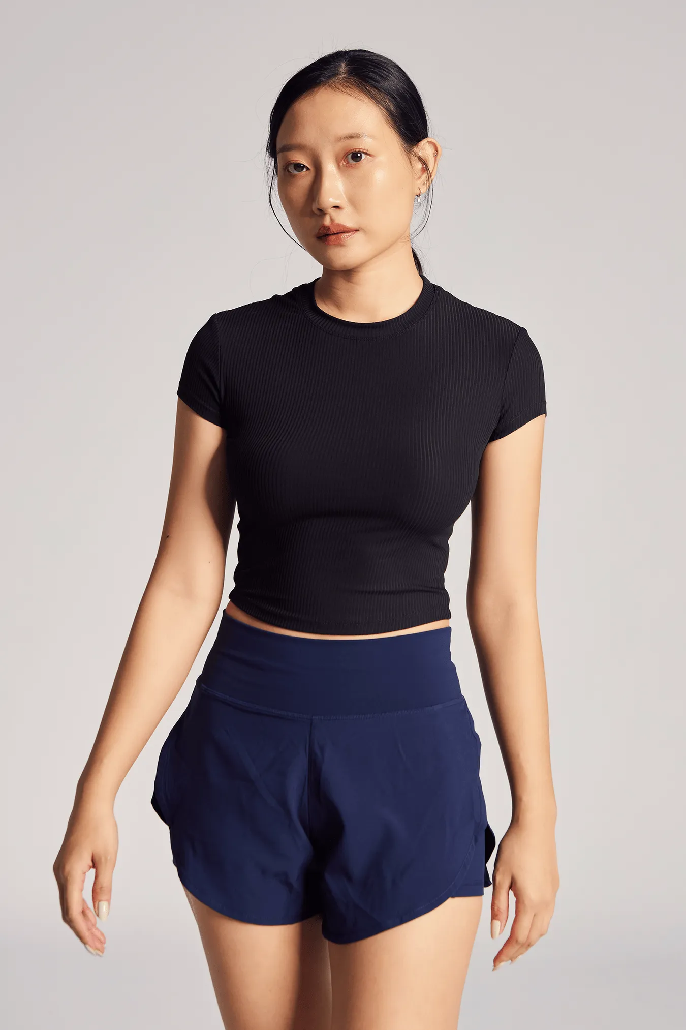 thermal Soft Texture Baby Tee (Rib) in Black Sesame