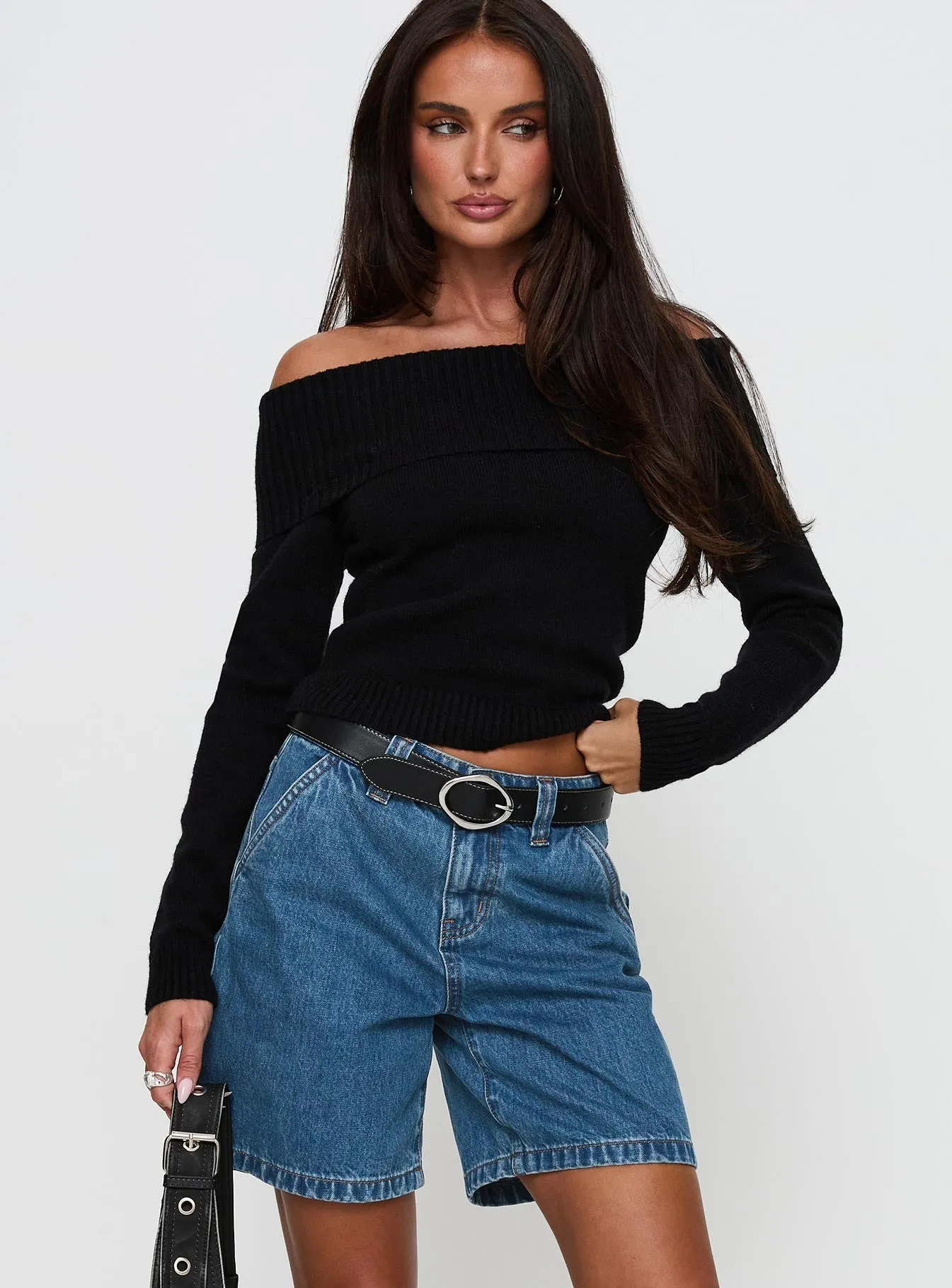 Hurricanes Longline Denim Shorts Mid Wash Heart Glow Tech Edge