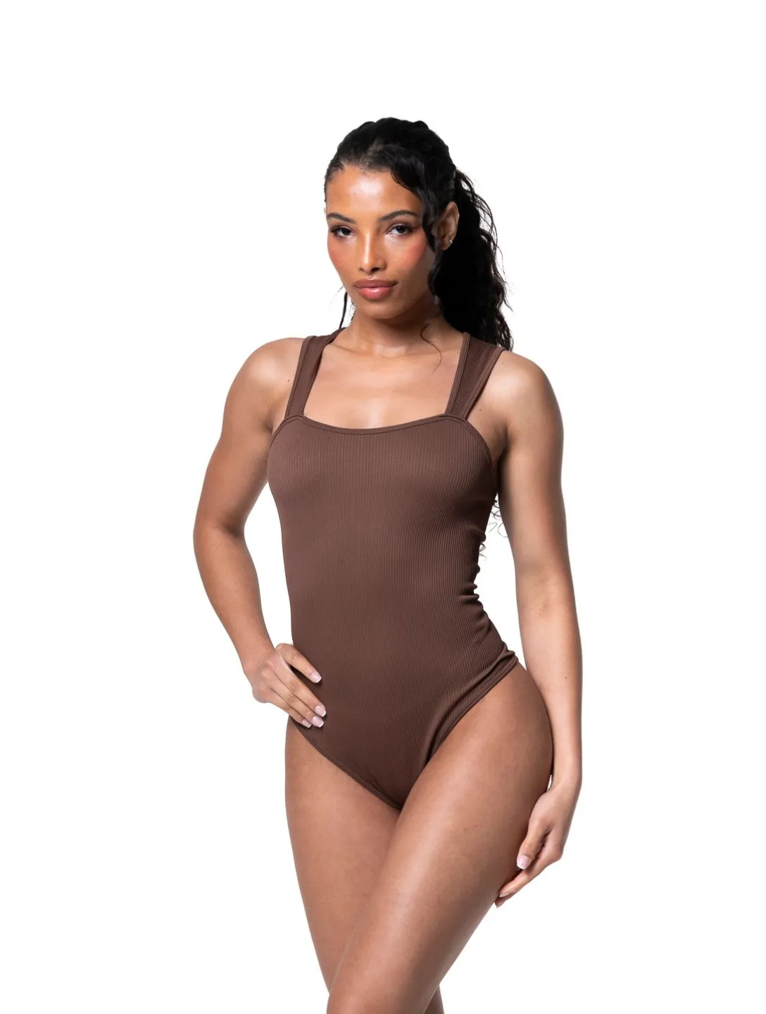 Running Teen Loose Travel Ribbed Square Neck Shapewear Bodysuit