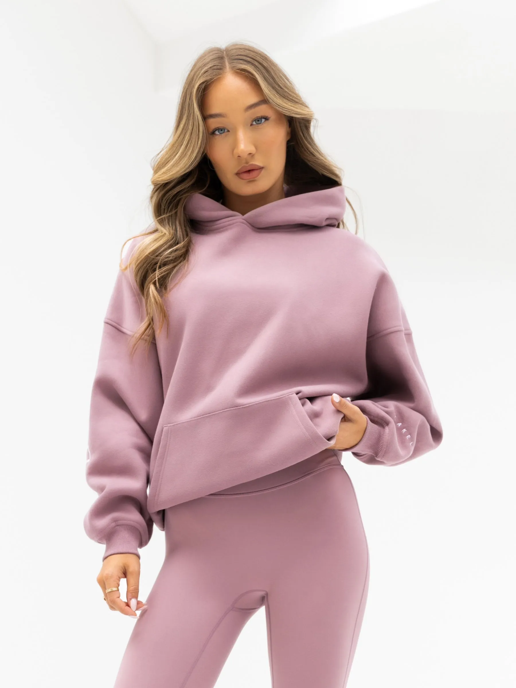 microfiber YKK Zipper Outline Isabel Oversized Hoodie - Dusty Pink
