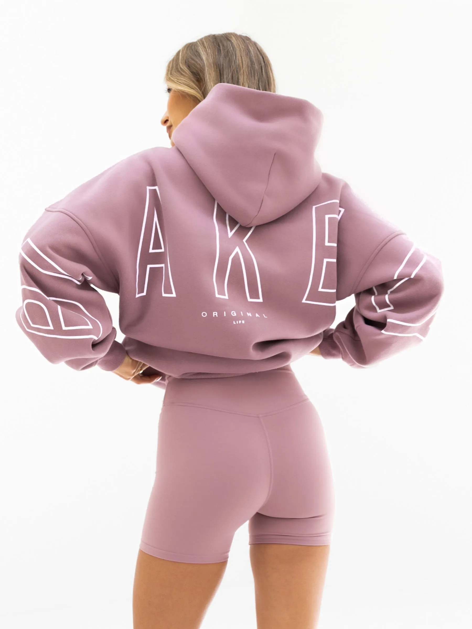 Glittery accents Outline Isabel Oversized Hoodie - Dusty Pink