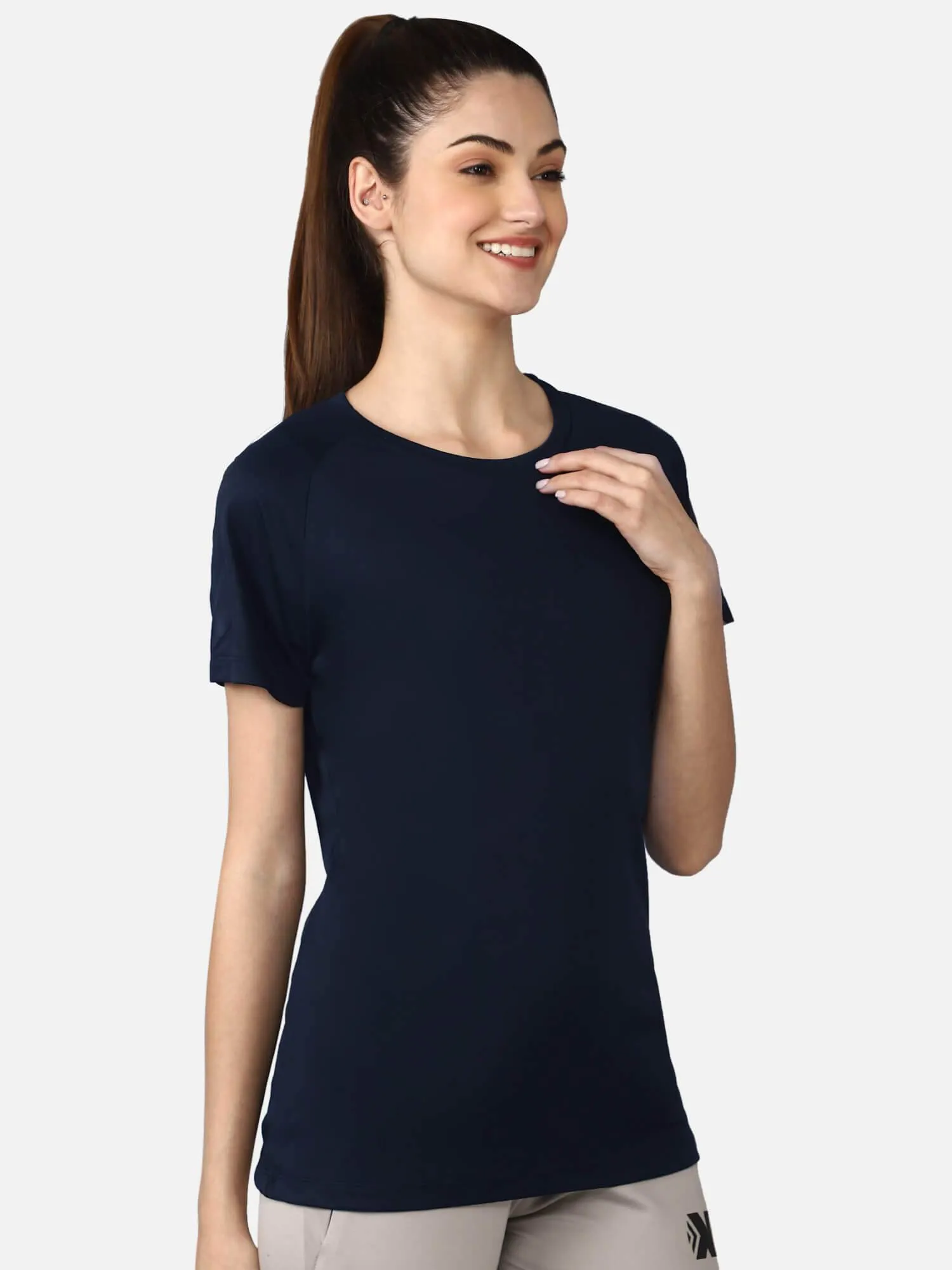 Smooth Look Quick Release Hem Azure Polyester T-Shirt