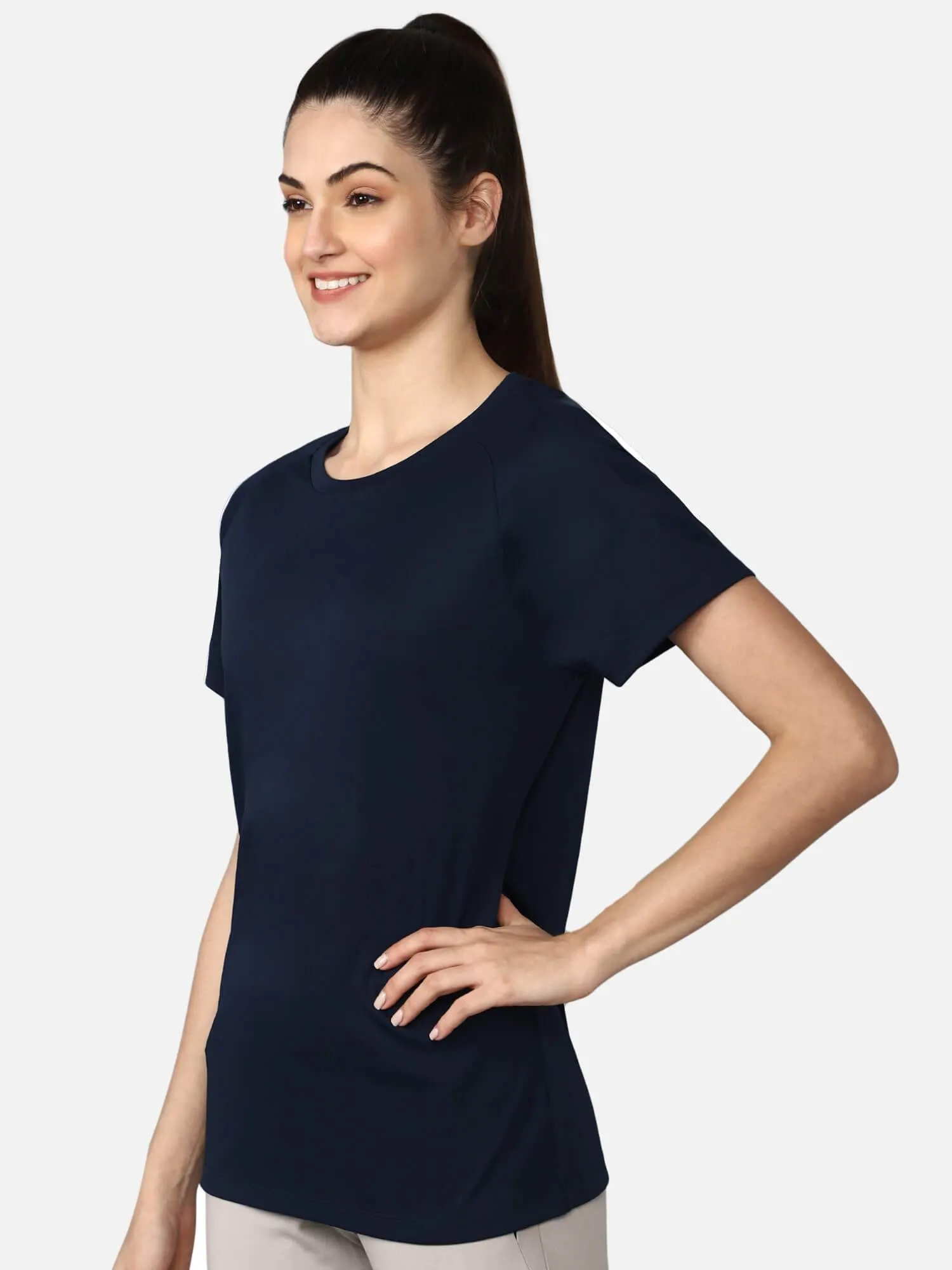Sporty Fashion Azure Polyester T-Shirt