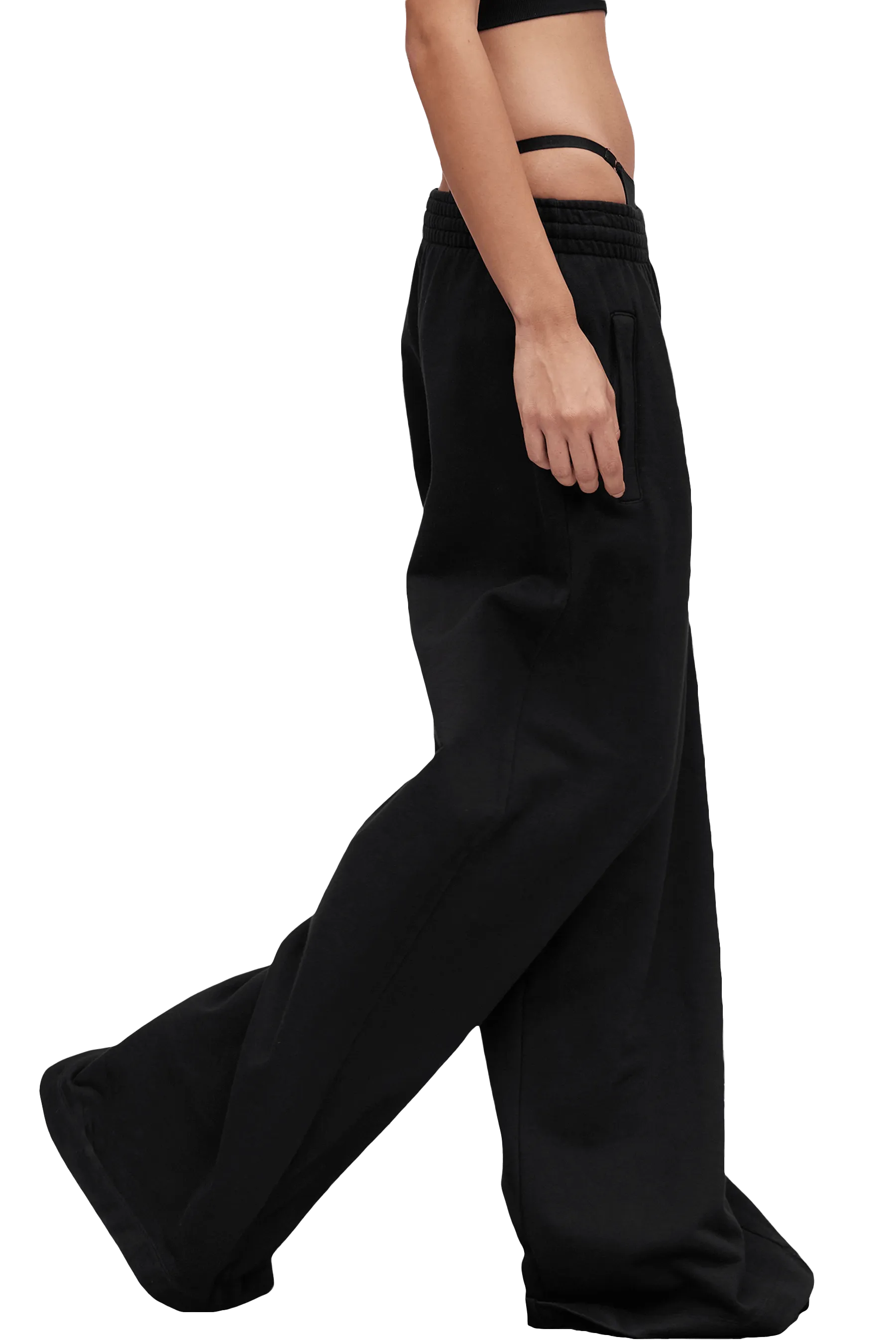 WIDE LEG JOGGERS - Black hypoallergenic Hypoallergenic fabric