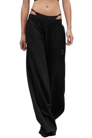 WIDE LEG JOGGERS - Black Reflective accents Water resistant coating