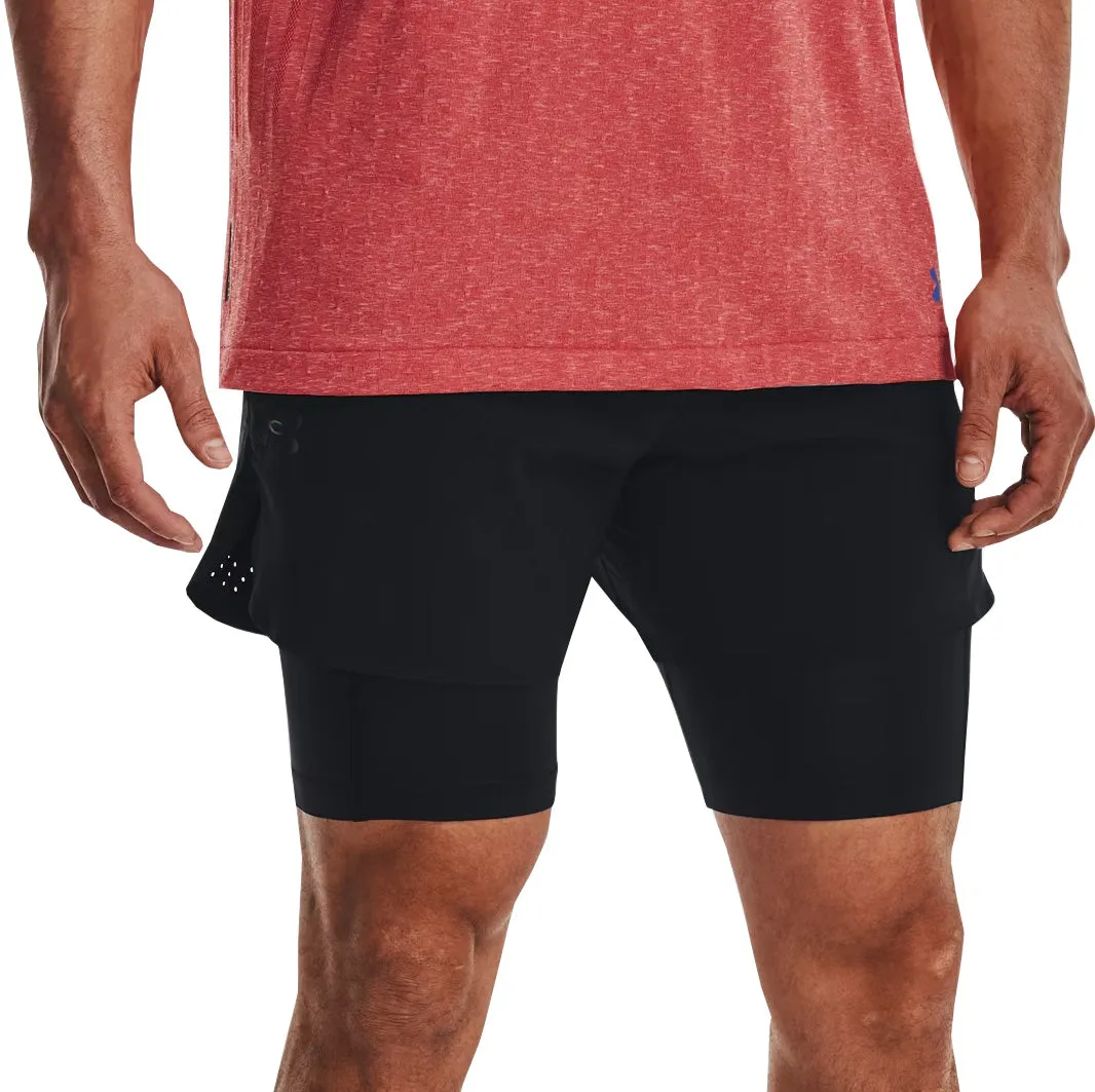 Under Armour Vanish Elite 2 In 1 Mens Running Shorts - Black Anti Odor Travel Essential